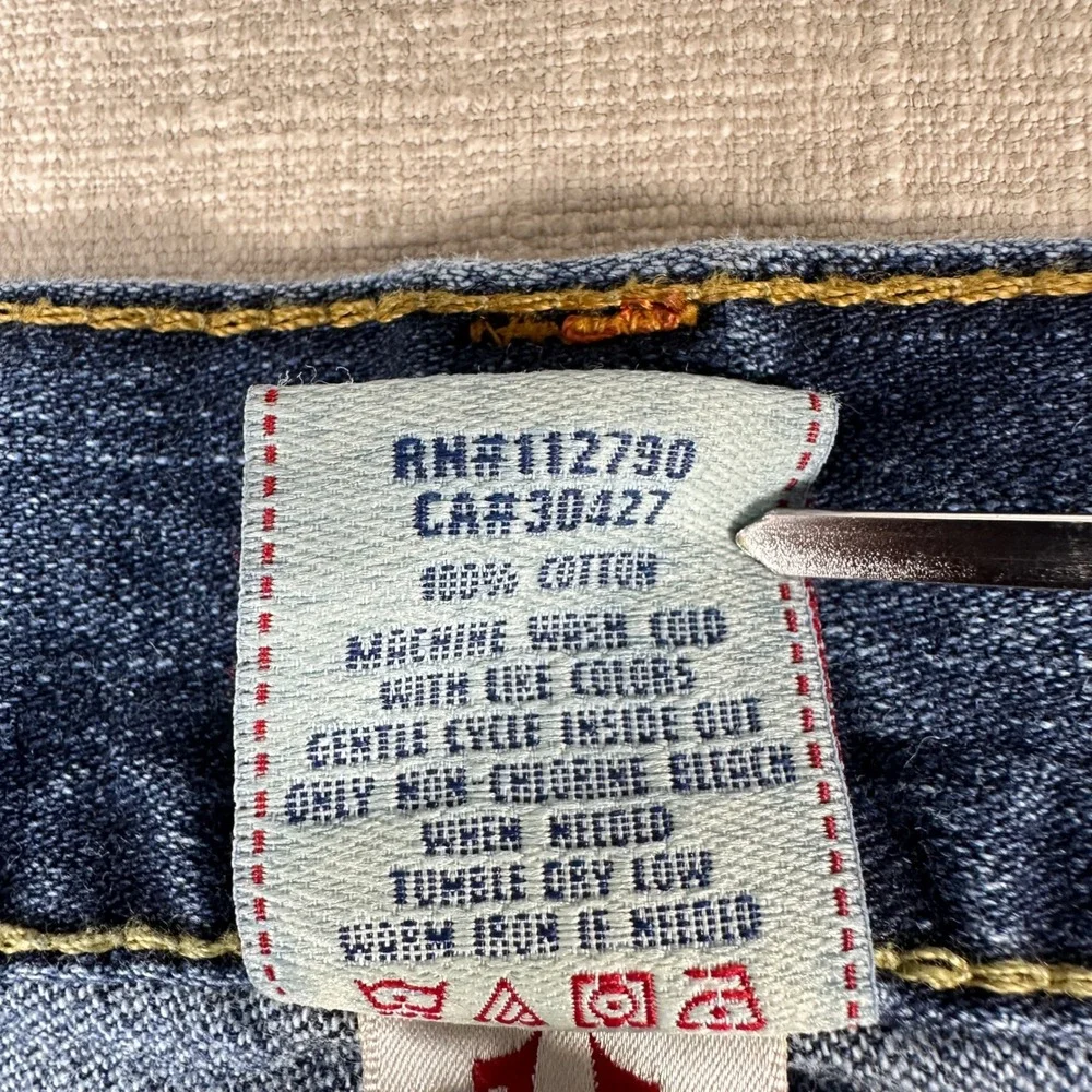 True Religion Ricky Jeans Mens 44 Blue Straight Leg Med Wash Horseshoe Made USA